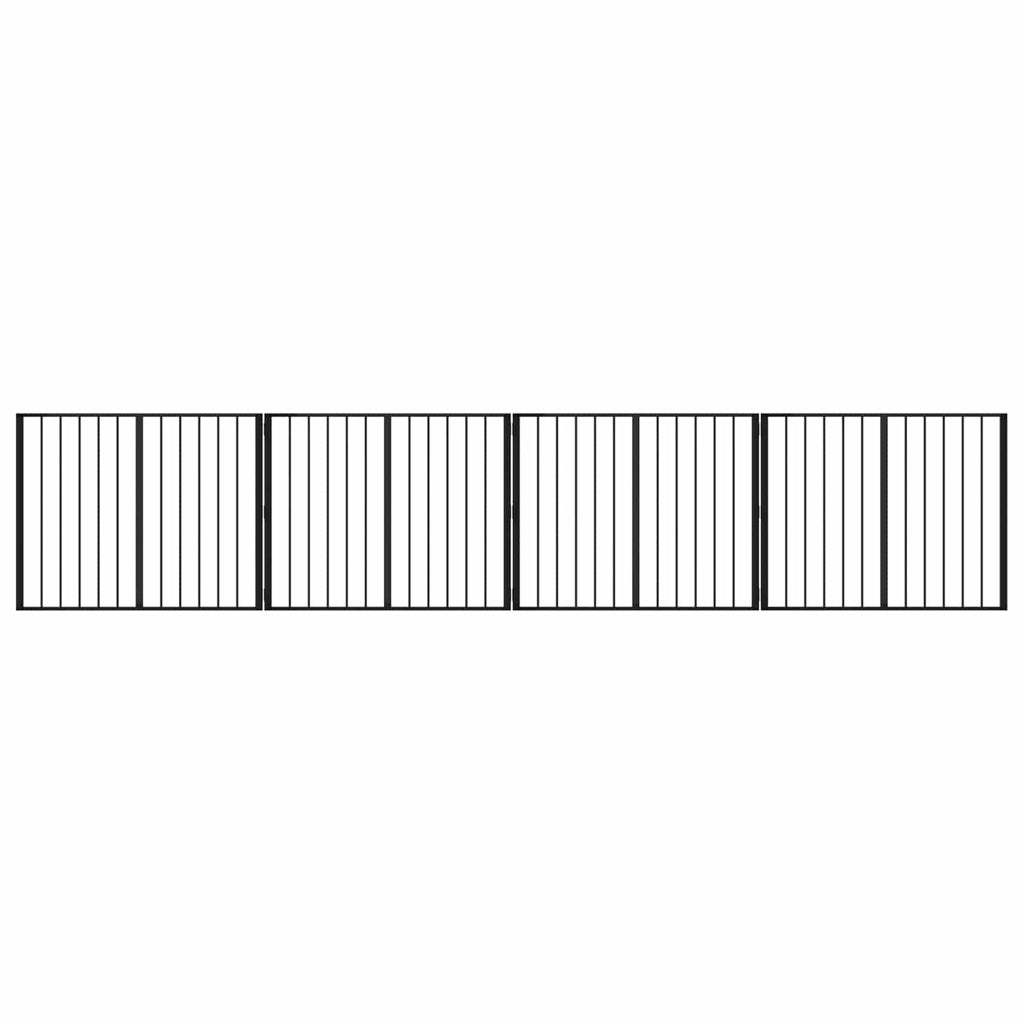 Hundetor 4 pcs Schwarz 100 x 80 cm Verzinkter Stahl