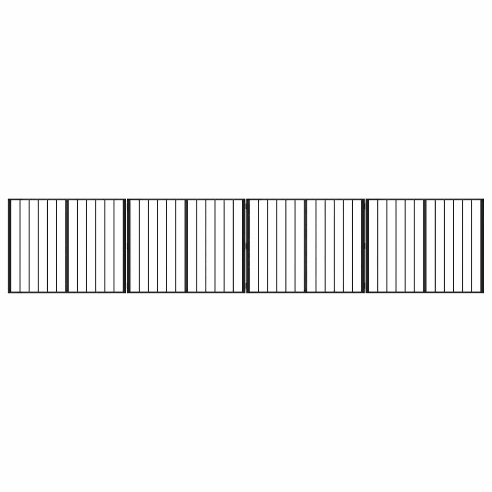 Hundetor 4 pcs Schwarz 100 x 80 cm Verzinkter Stahl