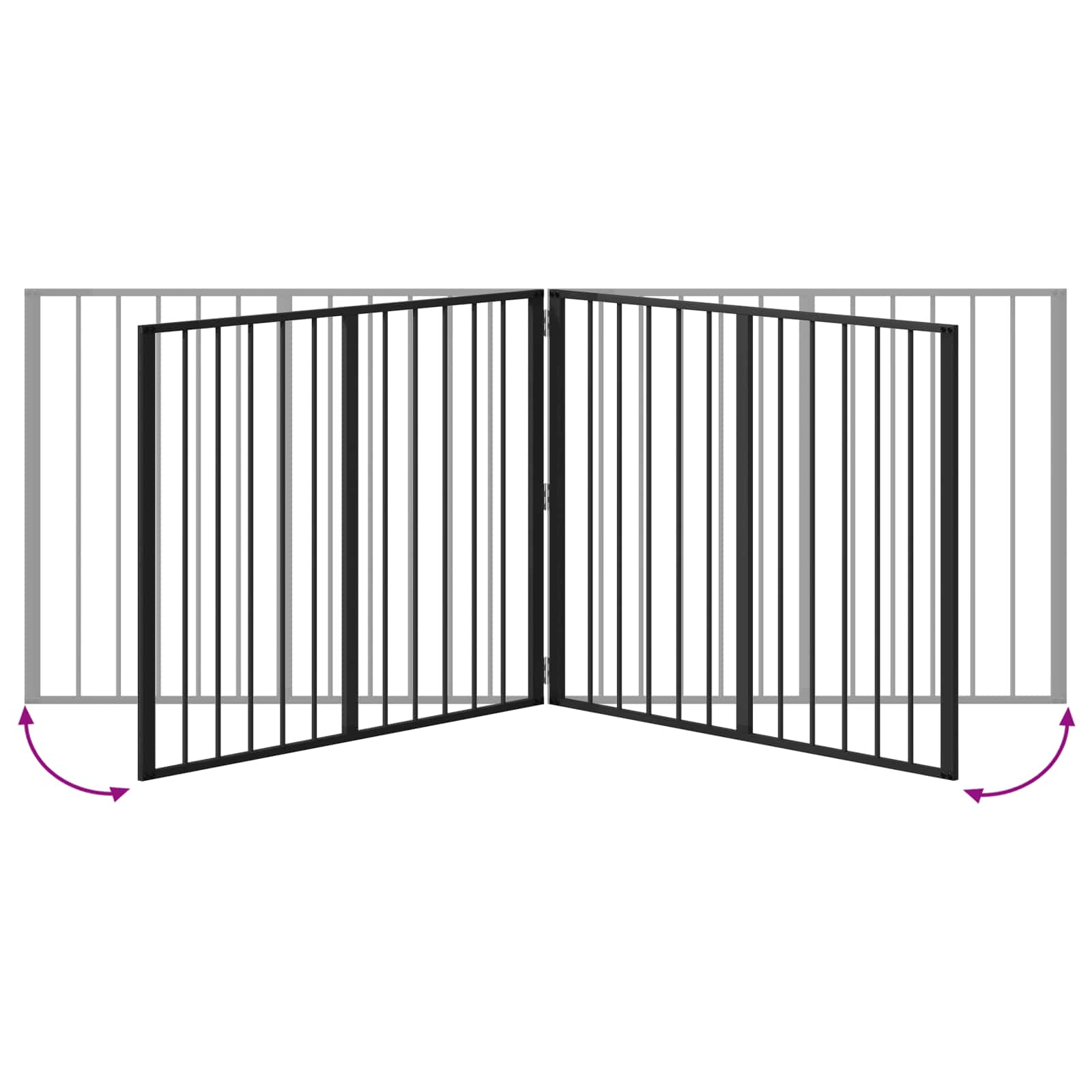 Hundetor 4 pcs Schwarz 100 x 80 cm Verzinkter Stahl