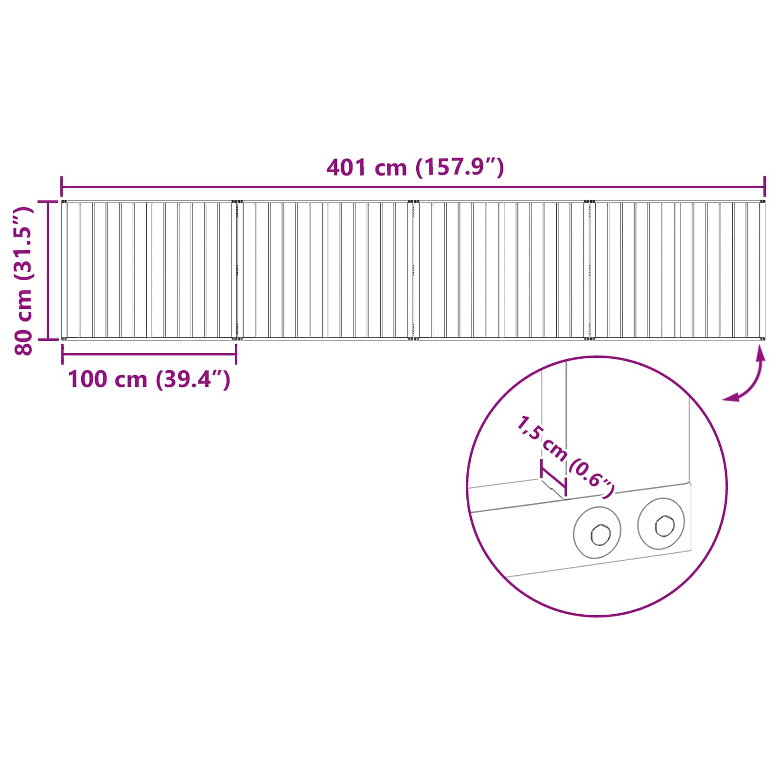 Hundetor 4 pcs Schwarz 100 x 80 cm Verzinkter Stahl