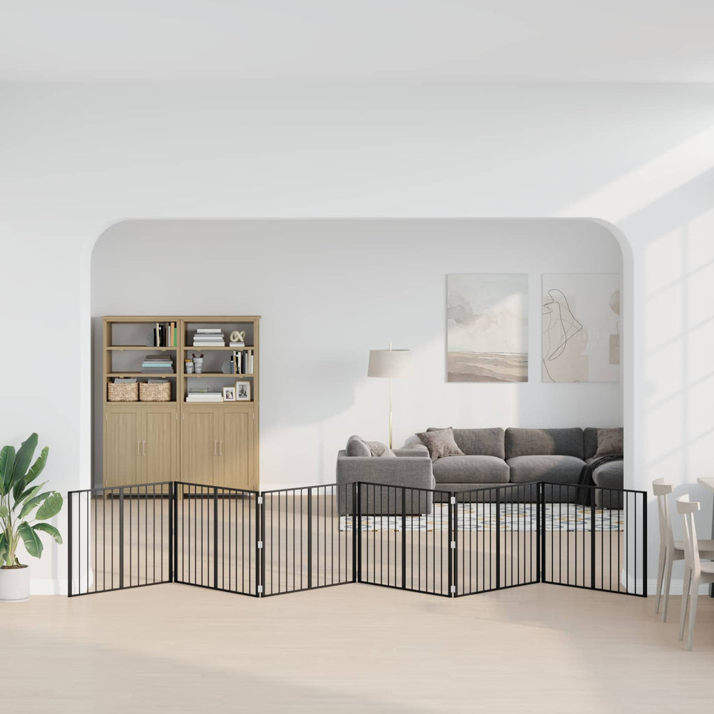 Hundetor 6 pcs Schwarz 100 x 80 cm Verzinkter Stahl