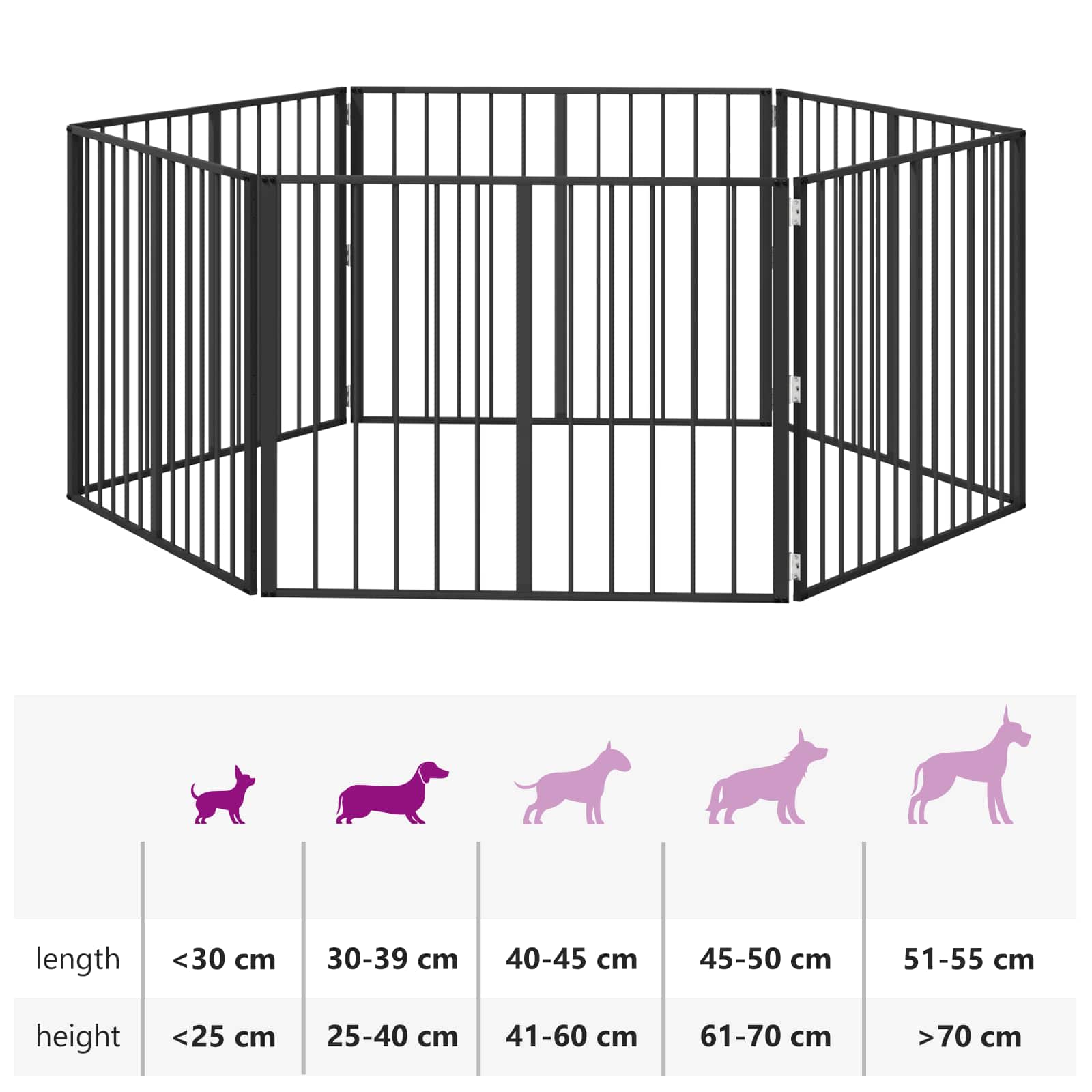 Hundetor 6 pcs Schwarz 100 x 80 cm Verzinkter Stahl