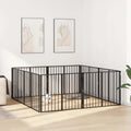 Hundetor 8 pcs Schwarz 100 x 80 cm Verzinkter Stahl
