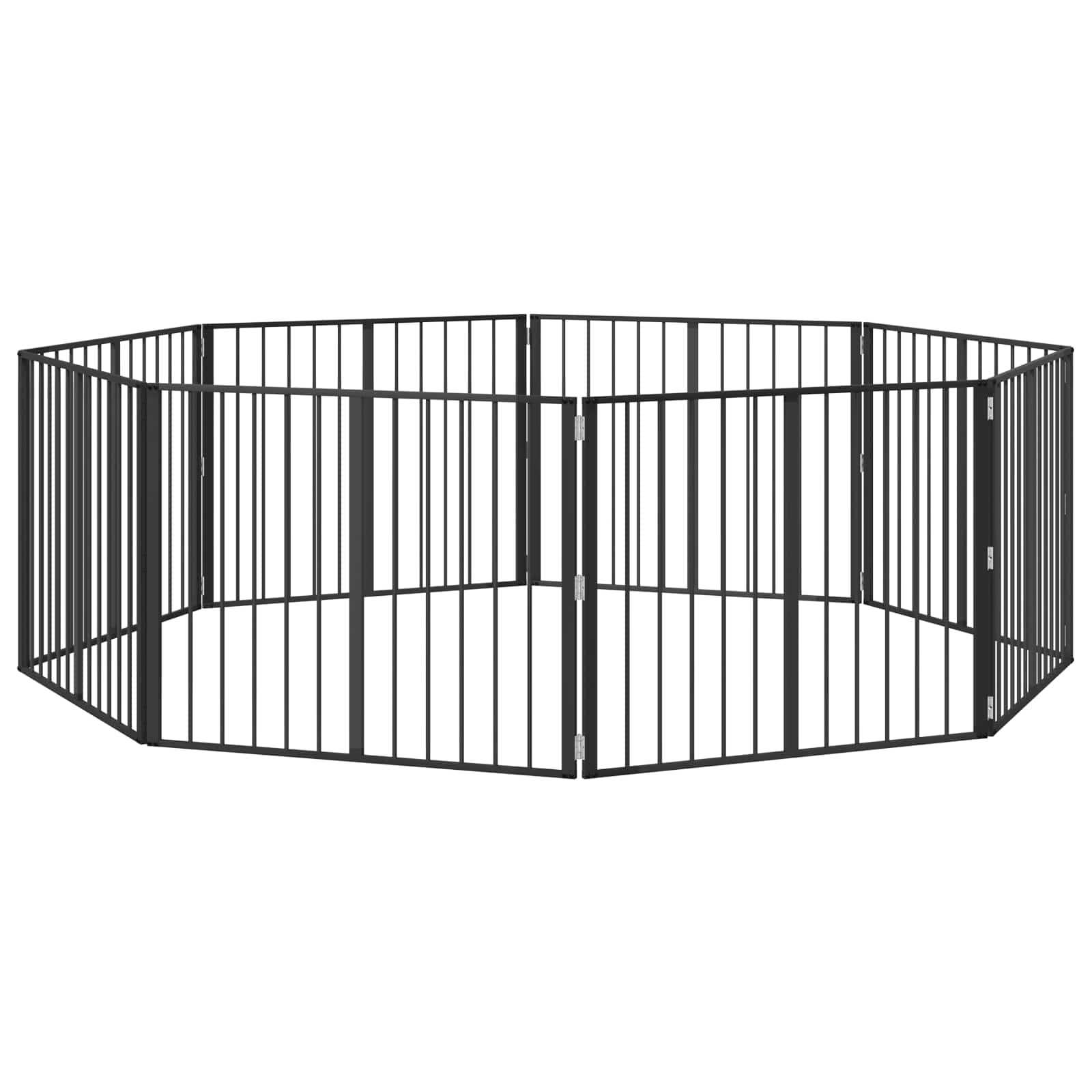 Hundetor 8 pcs Schwarz 100 x 80 cm Verzinkter Stahl