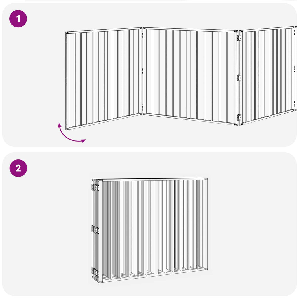 Hundetor 8 pcs Schwarz 100 x 80 cm Verzinkter Stahl