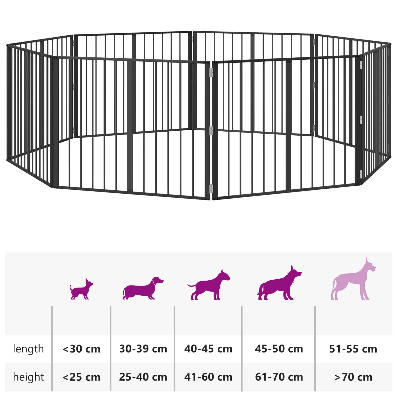 Hundetor 8 pcs Schwarz 100 x 80 cm Verzinkter Stahl