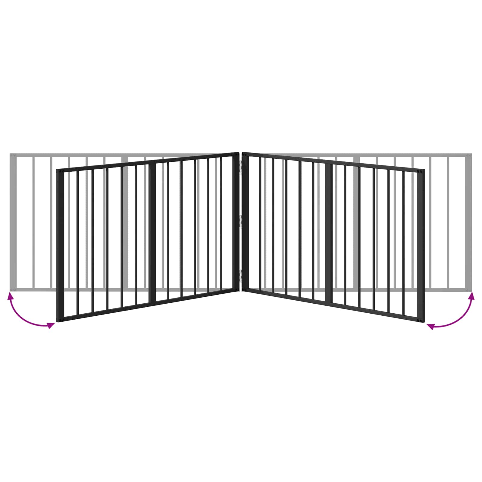 Hundetor 2 pcs Schwarz 100 x 60 cm Verzinkter Stahl
