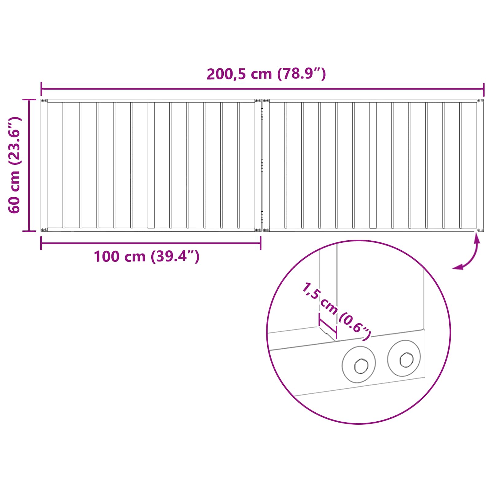 Hundetor 2 pcs Schwarz 100 x 60 cm Verzinkter Stahl