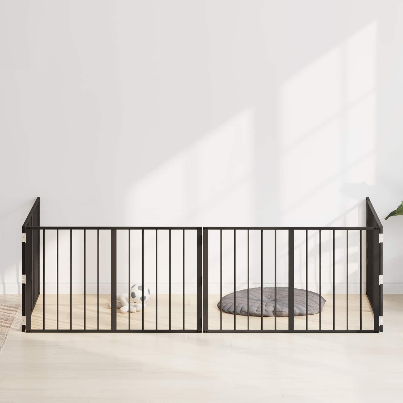 Hundetor 4 pcs Schwarz 100 x 60 cm Verzinkter Stahl