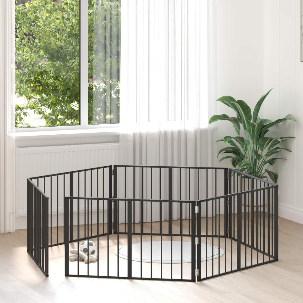 Hundetor 6 pcs Schwarz 100 x 60 cm Verzinkter Stahl