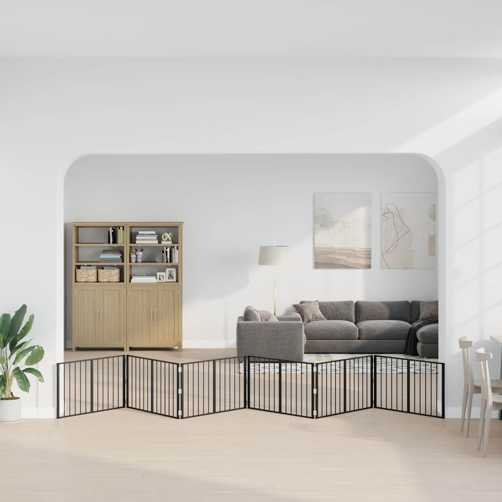 Hundetor 6 pcs Schwarz 100 x 60 cm Verzinkter Stahl
