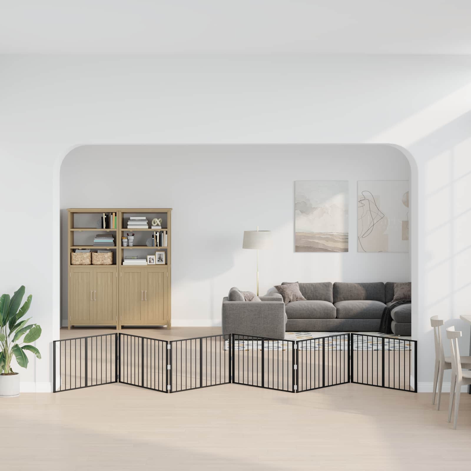 Hundetor 6 pcs Schwarz 100 x 60 cm Verzinkter Stahl