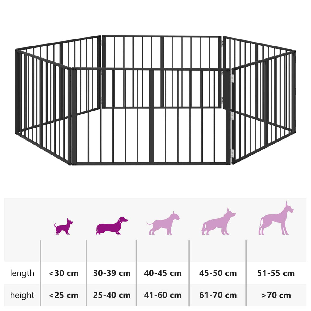 Hundetor 6 pcs Schwarz 100 x 60 cm Verzinkter Stahl
