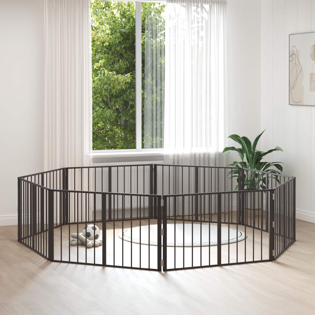 Hundetor 8 pcs Schwarz 100 x 60 cm Verzinkter Stahl