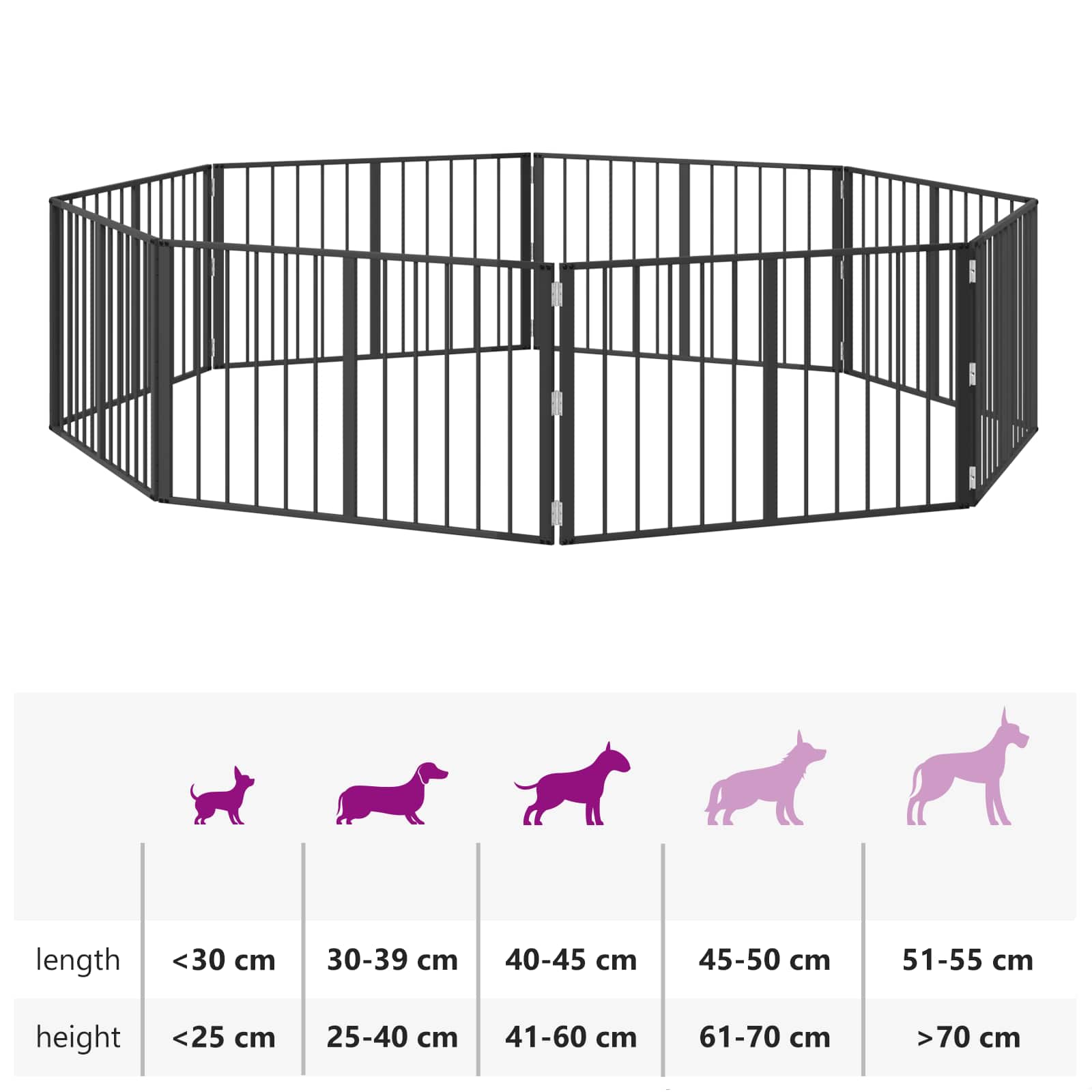 Hundetor 8 pcs Schwarz 100 x 60 cm Verzinkter Stahl