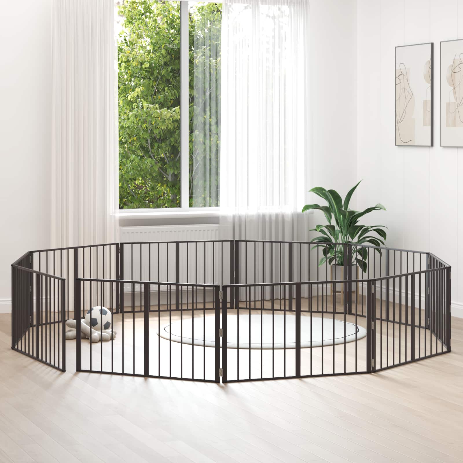 Hundetor 10 pcs Schwarz 100 x 60 cm Verzinkter Stahl