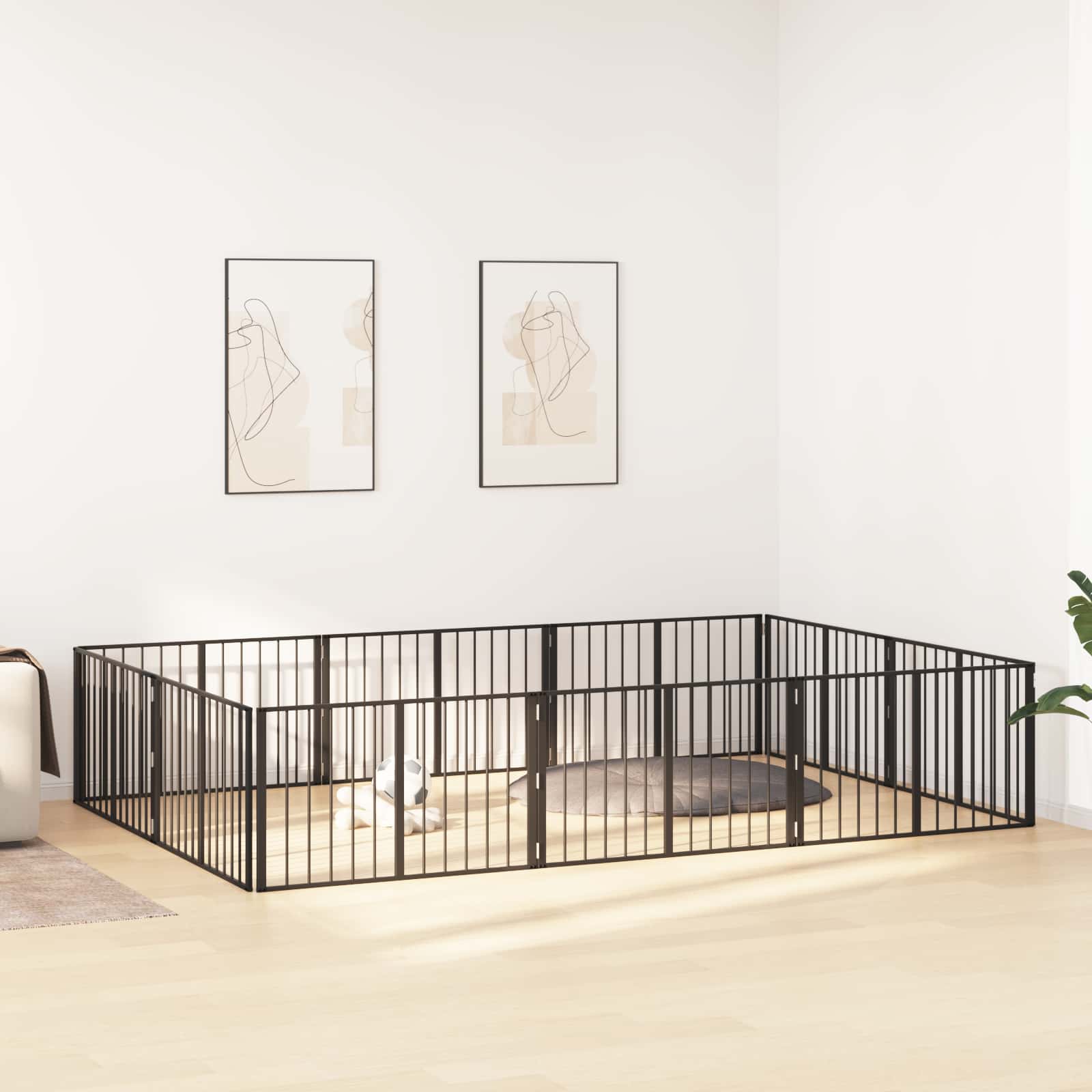 Hundetor 10 pcs Schwarz 100 x 60 cm Verzinkter Stahl