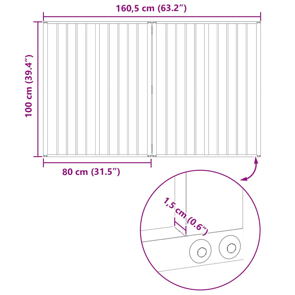 Hundetor 2 pcs Schwarz 80 x 100 cm Verzinkter Stahl