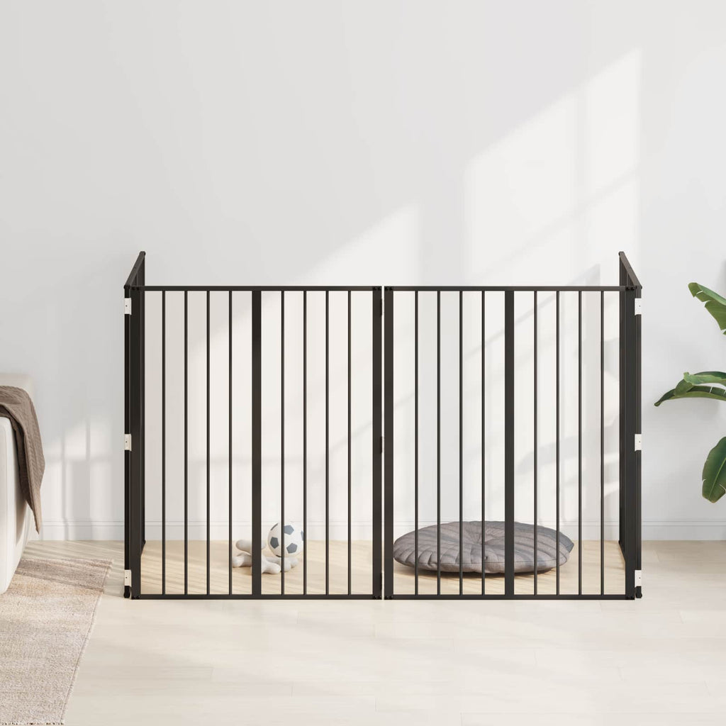 Hundetor 4 pcs Schwarz 80 x 100 cm Verzinkter Stahl