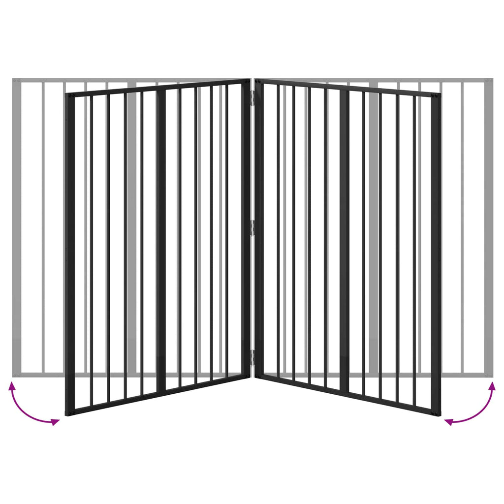 Hundetor 4 pcs Schwarz 80 x 100 cm Verzinkter Stahl