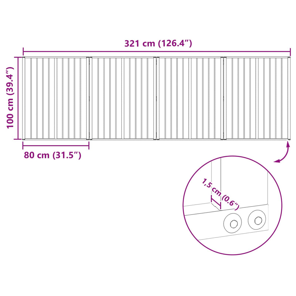 Hundetor 4 pcs Schwarz 80 x 100 cm Verzinkter Stahl