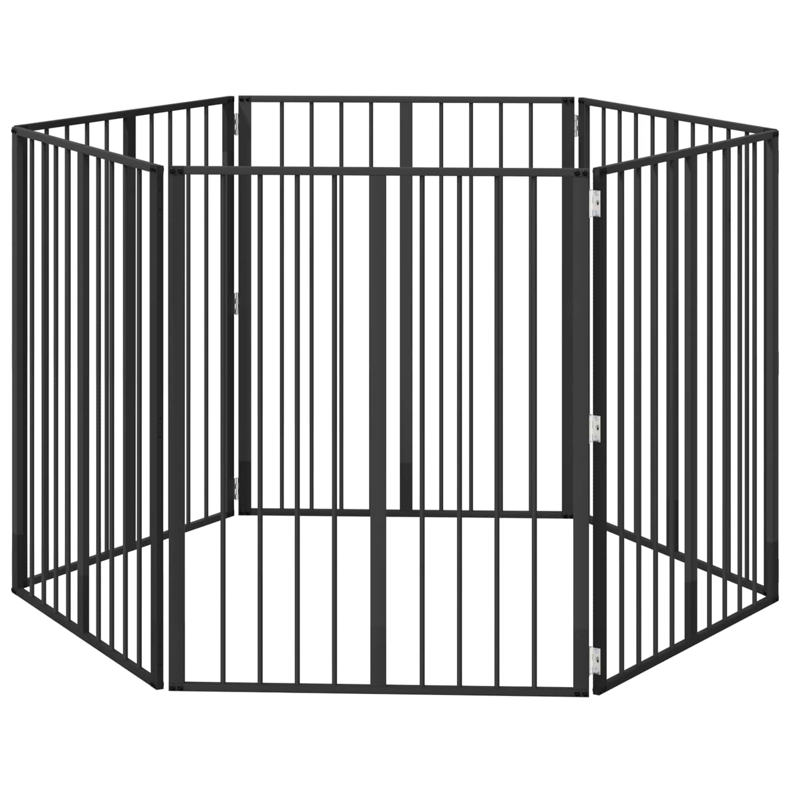 Hundetor 6 pcs Schwarz 80 x 100 cm Verzinkter Stahl