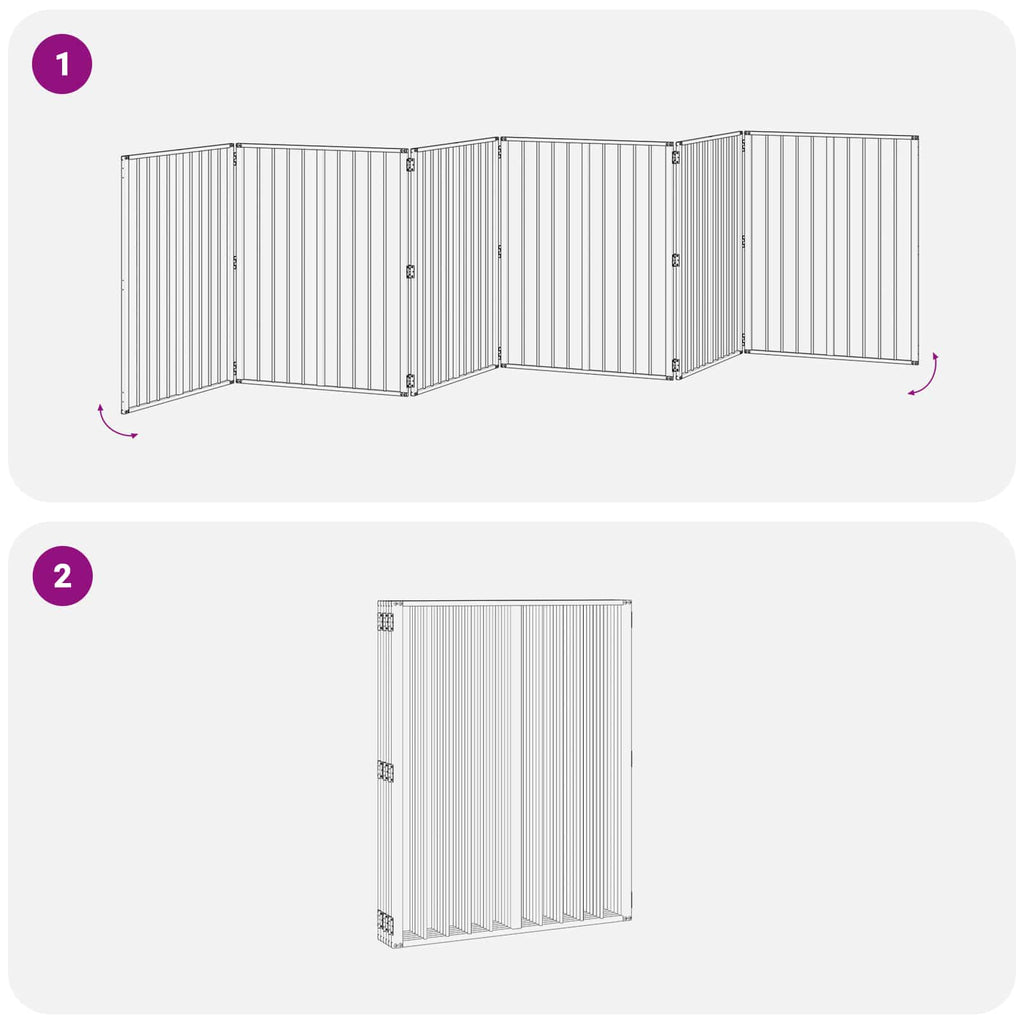 Hundetor 6 pcs Schwarz 80 x 100 cm Verzinkter Stahl