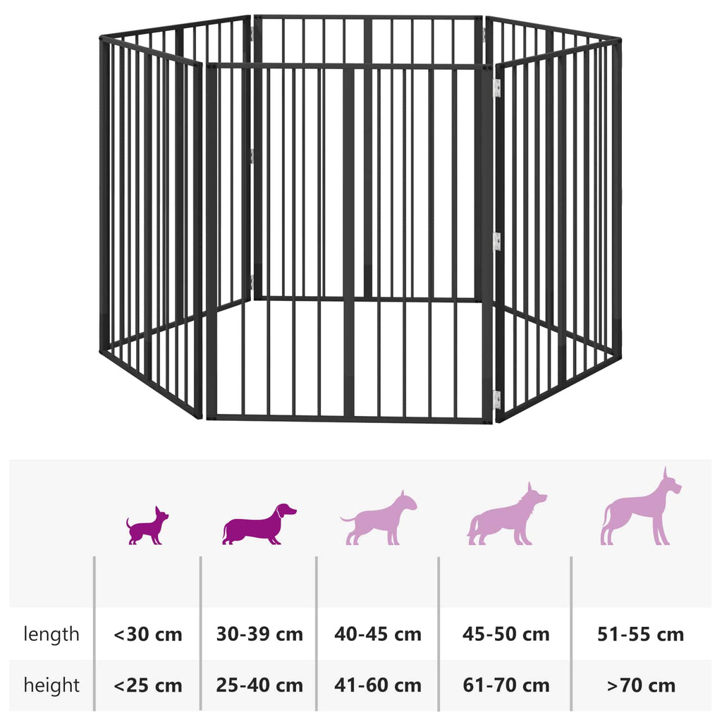 Hundetor 6 pcs Schwarz 80 x 100 cm Verzinkter Stahl