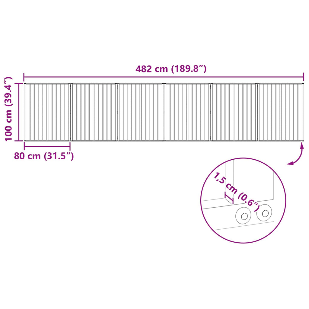 Hundetor 6 pcs Schwarz 80 x 100 cm Verzinkter Stahl