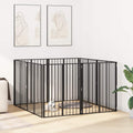 Hundetor 8 pcs Schwarz 80 x 100 cm Verzinkter Stahl