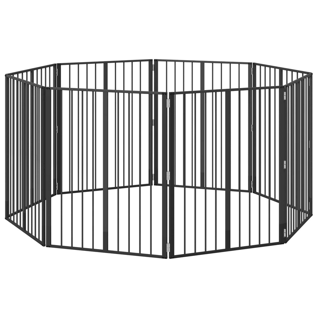 Hundetor 8 pcs Schwarz 80 x 100 cm Verzinkter Stahl