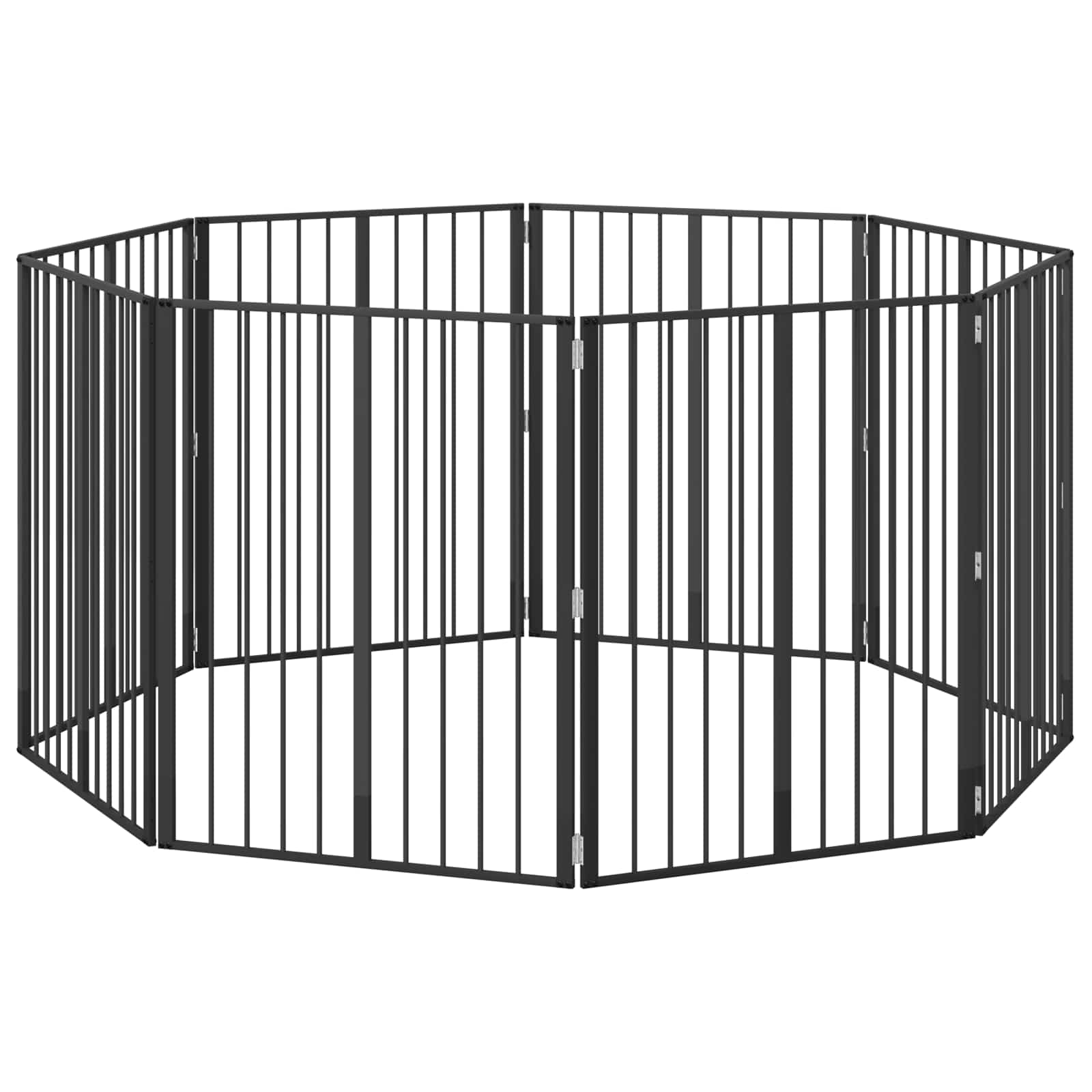 Hundetor 8 pcs Schwarz 80 x 100 cm Verzinkter Stahl