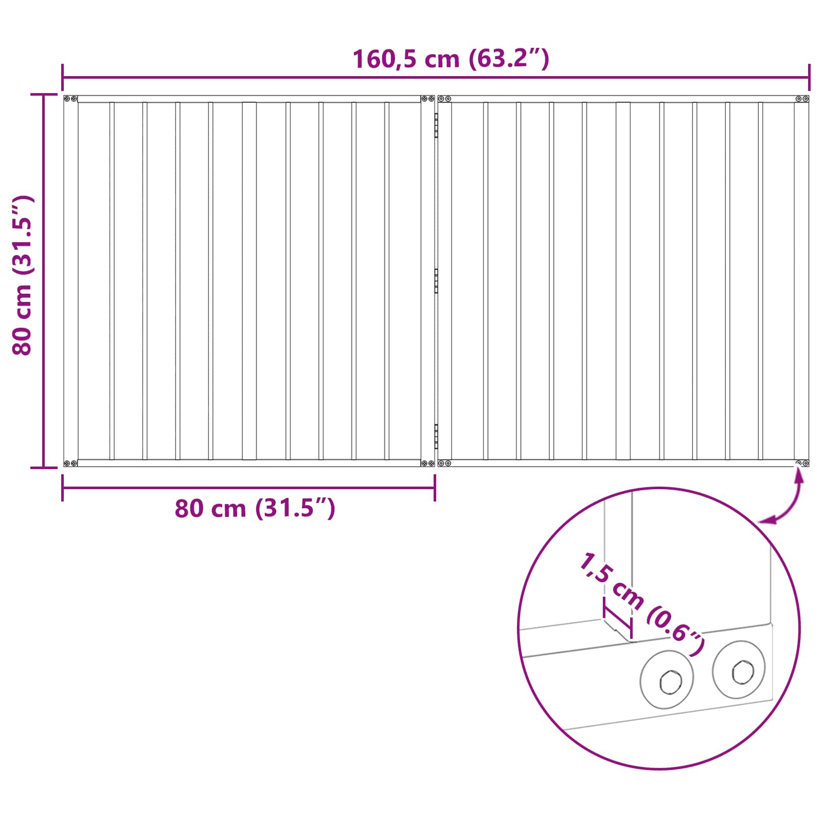 Hundetor 2 pcs Schwarz 80 x 80 cm Verzinkter Stahl