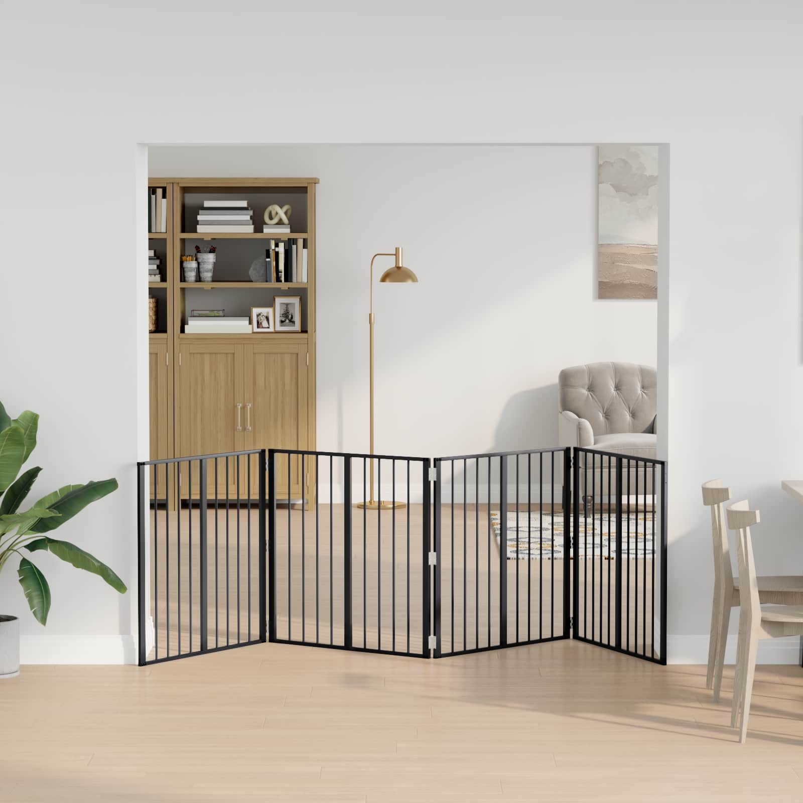 Hundetor 4 pcs Schwarz 80 x 80 cm Verzinkter Stahl