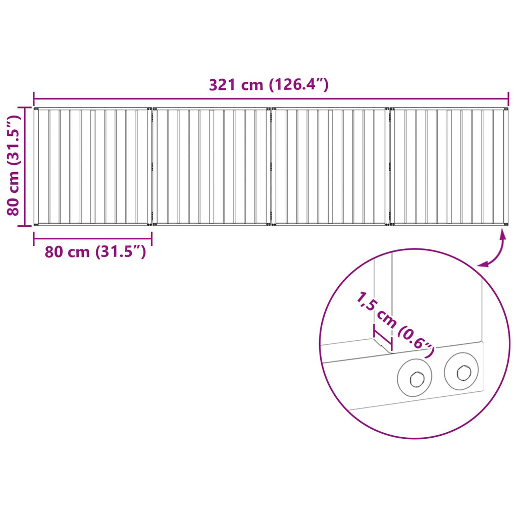 Hundetor 4 pcs Schwarz 80 x 80 cm Verzinkter Stahl