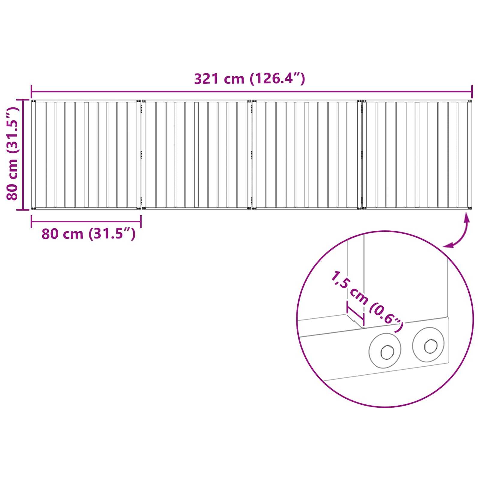 Hundetor 4 pcs Schwarz 80 x 80 cm Verzinkter Stahl