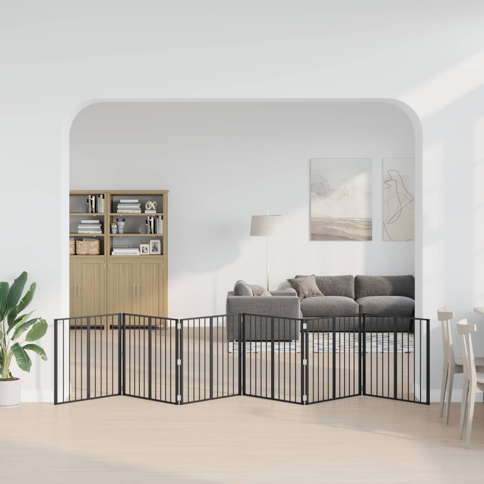 Hundetor 6 pcs Schwarz 80 x 80 cm Verzinkter Stahl