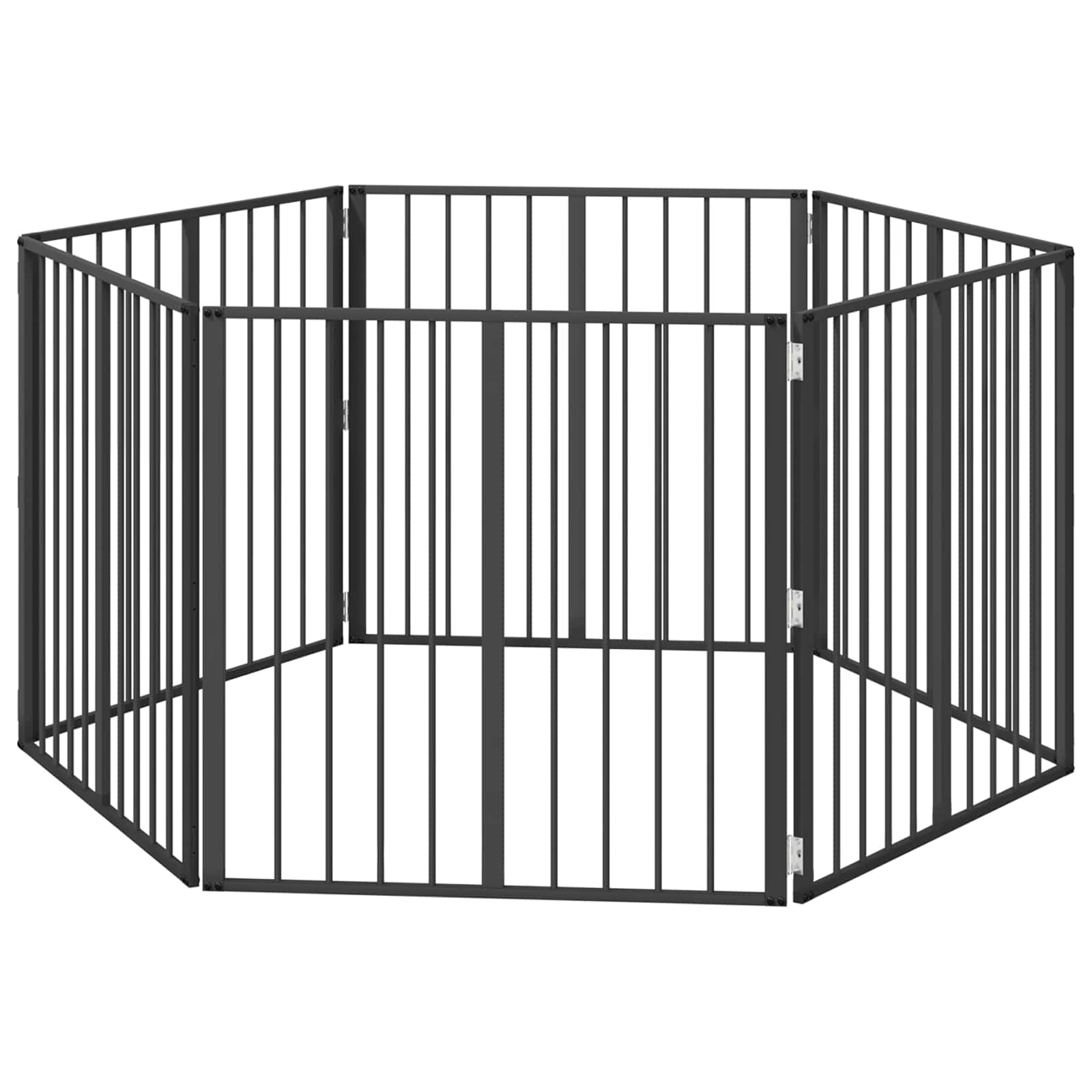 Hundetor 6 pcs Schwarz 80 x 80 cm Verzinkter Stahl