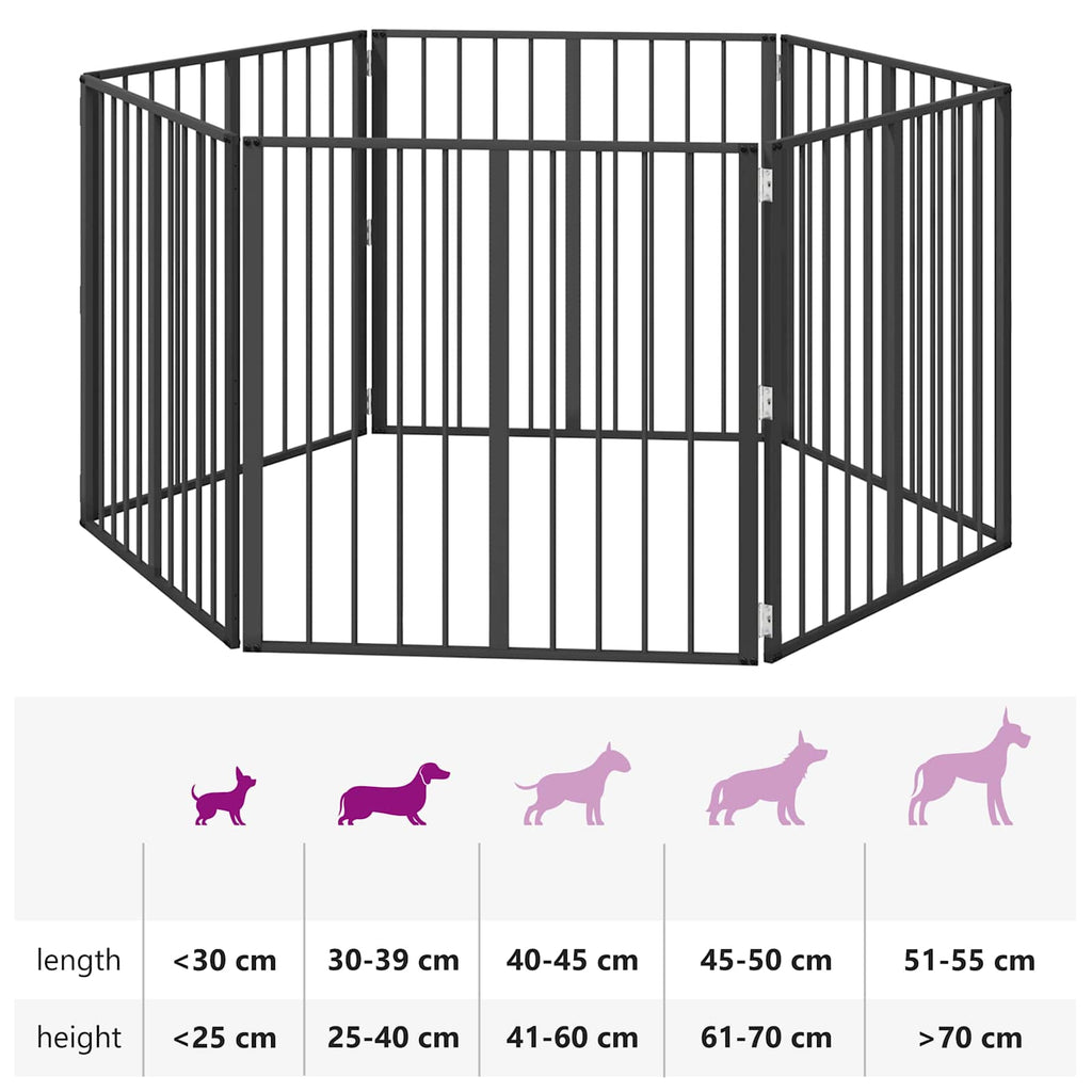 Hundetor 6 pcs Schwarz 80 x 80 cm Verzinkter Stahl