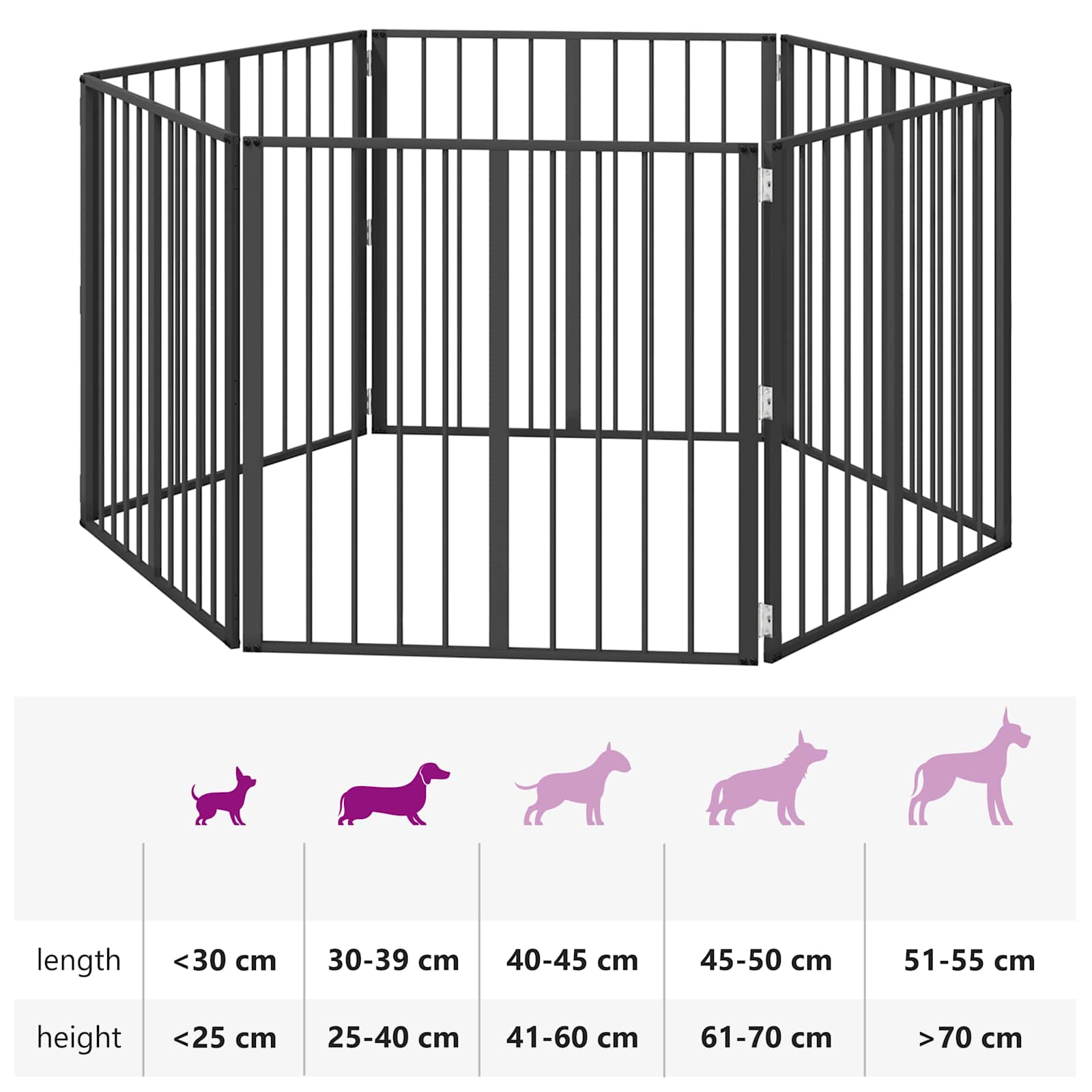 Hundetor 6 pcs Schwarz 80 x 80 cm Verzinkter Stahl