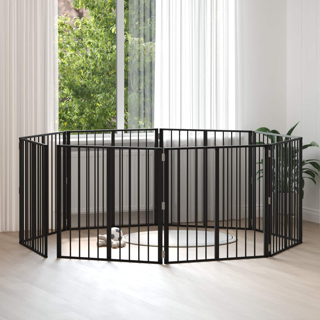 Hundetor 8 pcs Schwarz 80 x 80 cm Verzinkter Stahl
