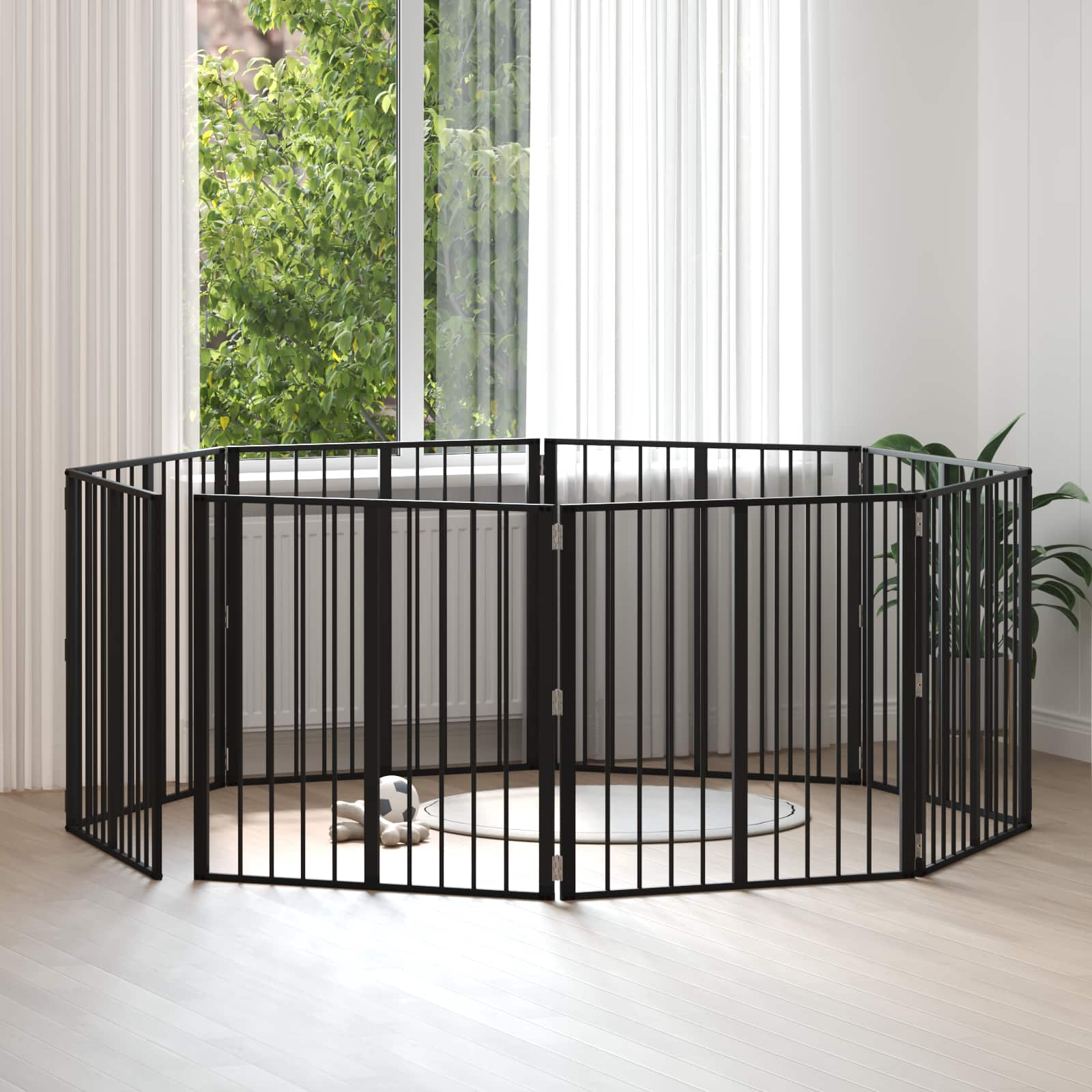 Hundetor 8 pcs Schwarz 80 x 80 cm Verzinkter Stahl