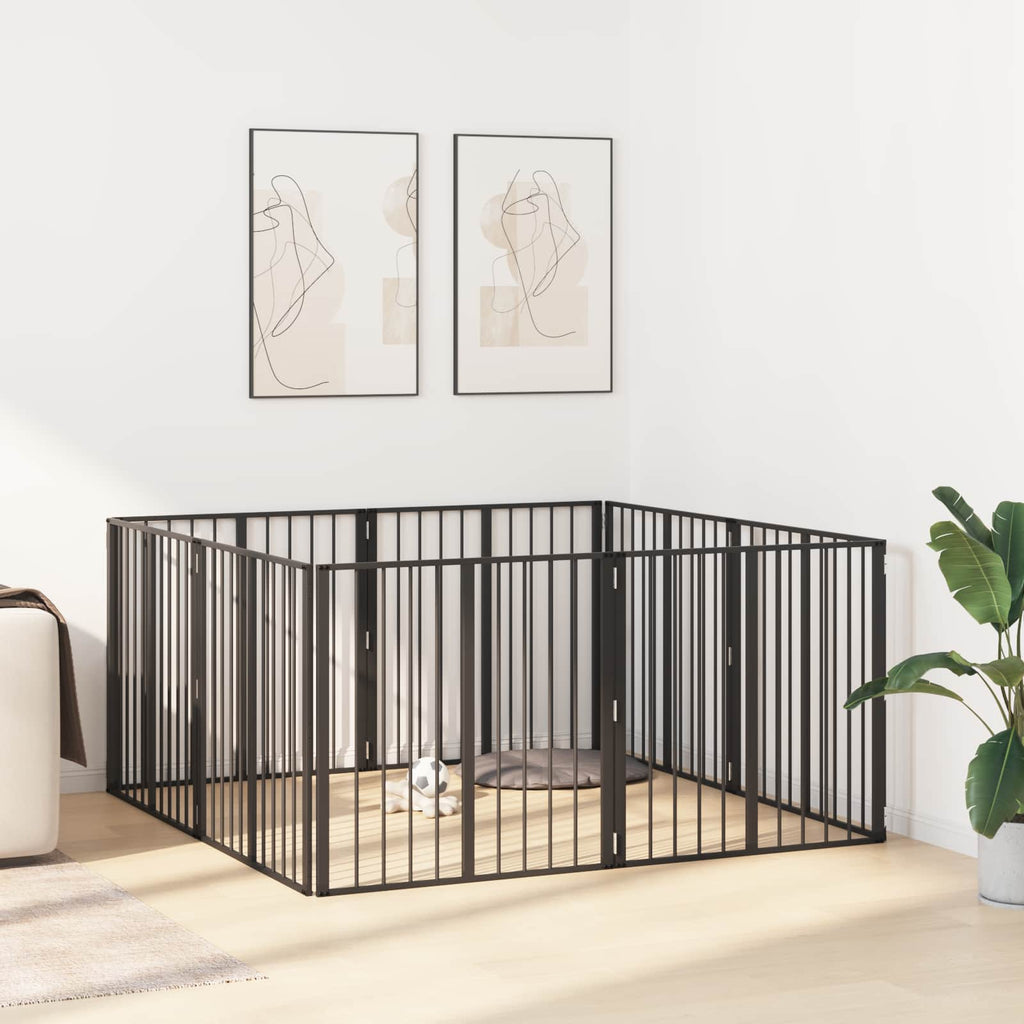 Hundetor 8 pcs Schwarz 80 x 80 cm Verzinkter Stahl