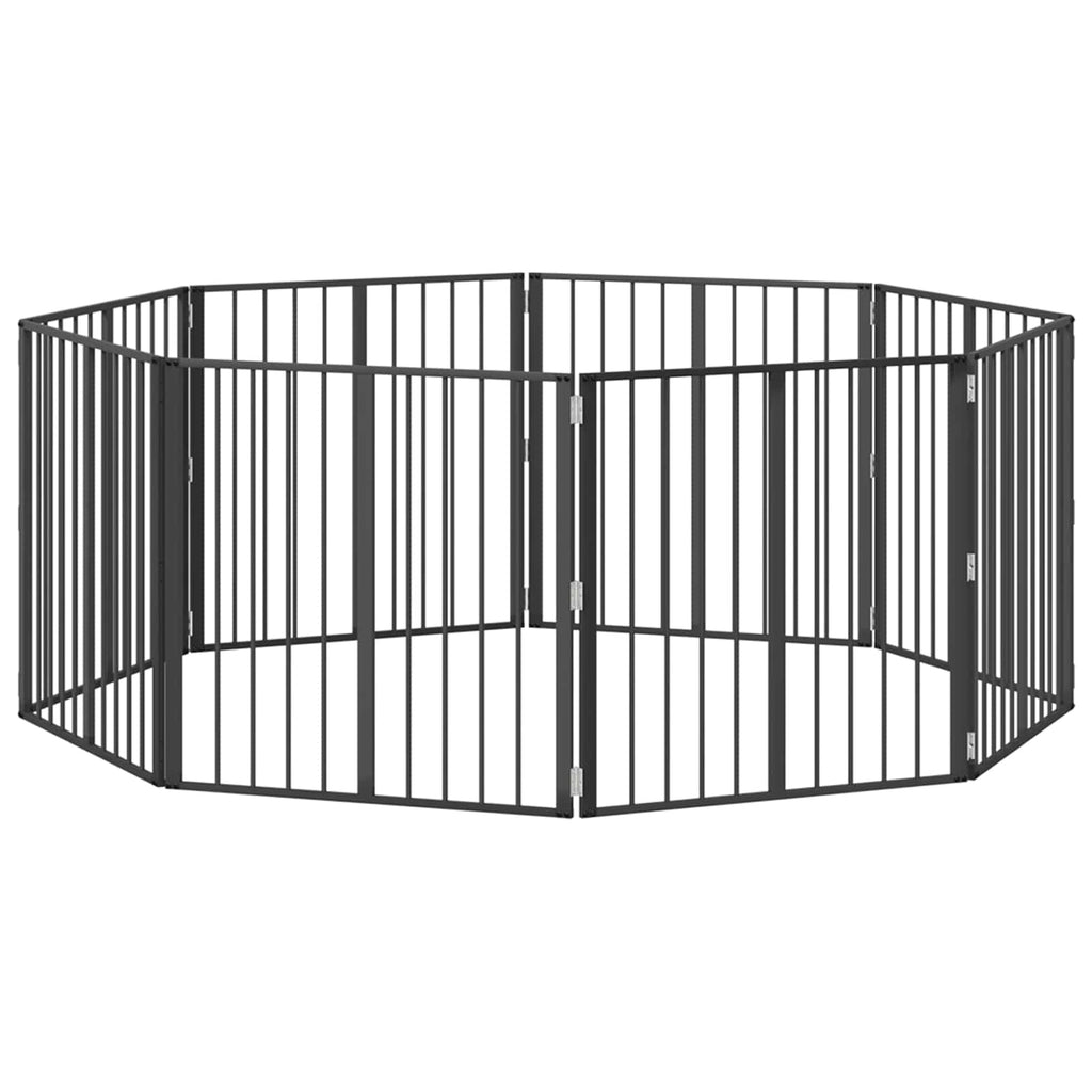 Hundetor 8 pcs Schwarz 80 x 80 cm Verzinkter Stahl