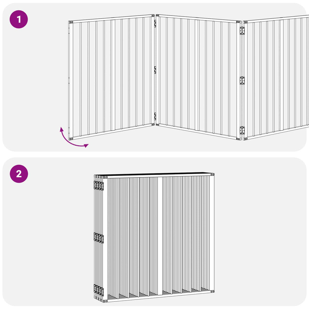 Hundetor 8 pcs Schwarz 80 x 80 cm Verzinkter Stahl
