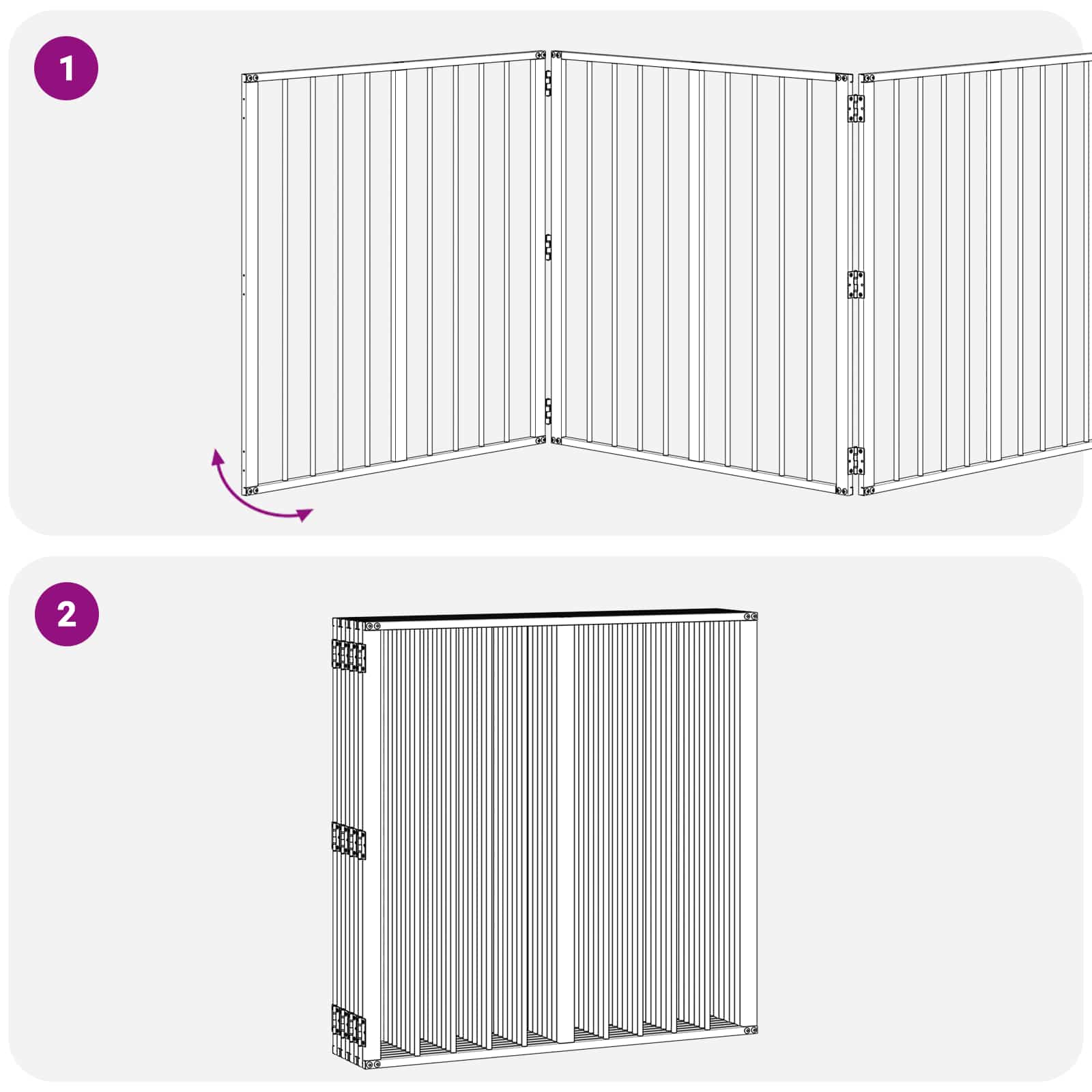 Hundetor 8 pcs Schwarz 80 x 80 cm Verzinkter Stahl