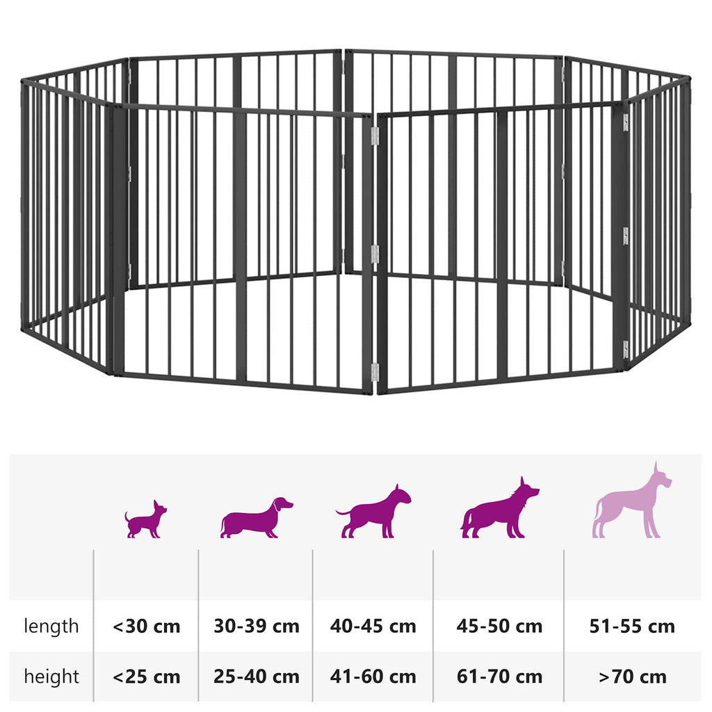 Hundetor 8 pcs Schwarz 80 x 80 cm Verzinkter Stahl