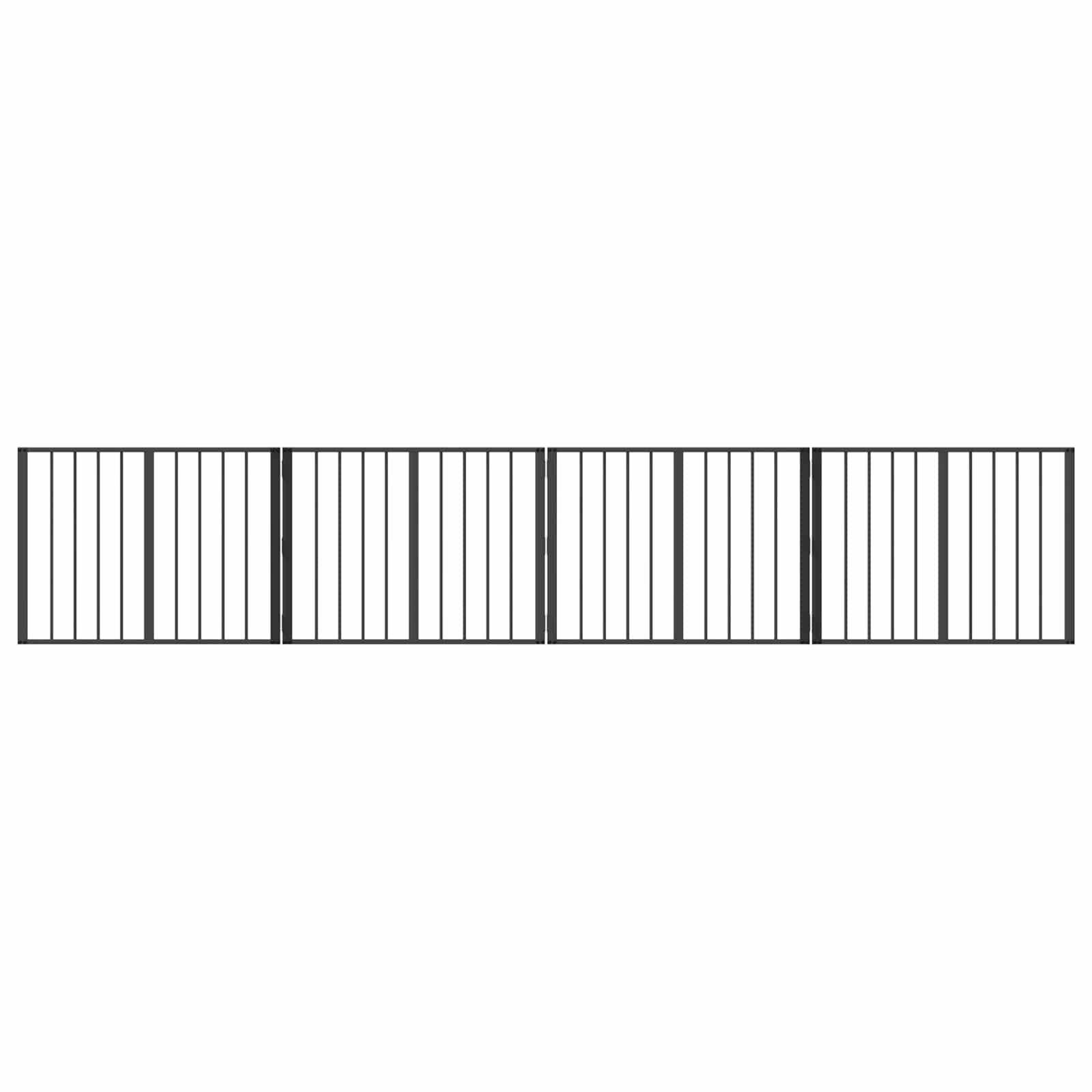 Hundetor 4 pcs Schwarz 80 x 60 cm Verzinkter Stahl