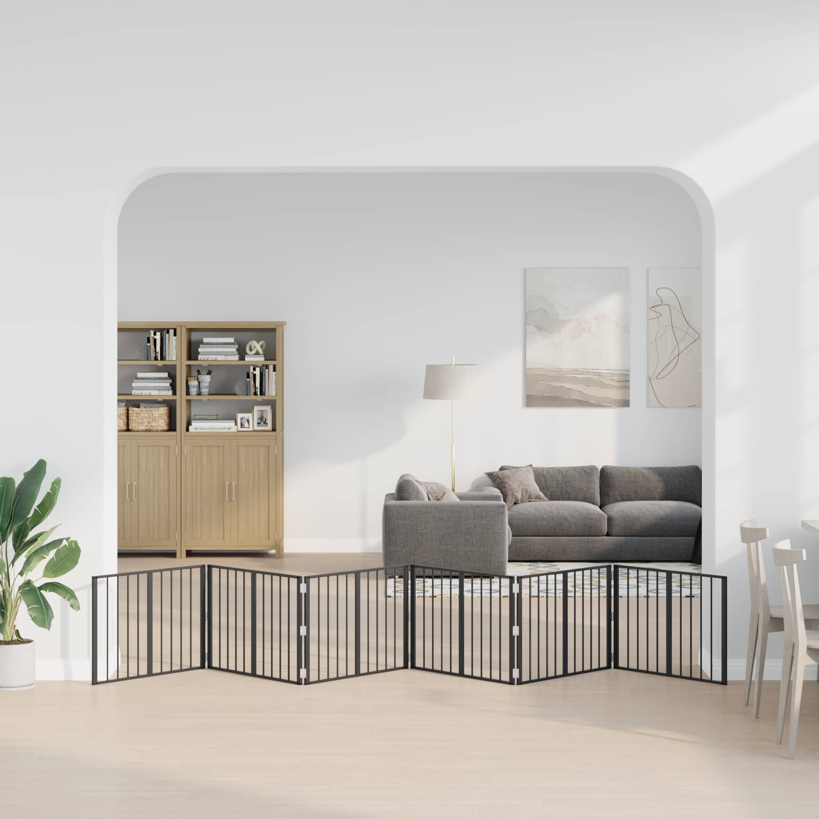 Hundetor 6 pcs Schwarz 80 x 60 cm Verzinkter Stahl