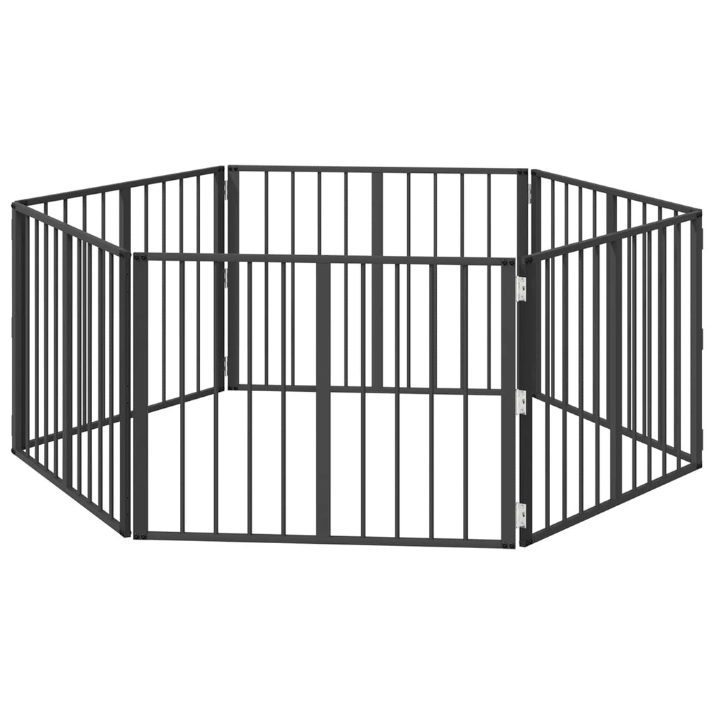 Hundetor 6 pcs Schwarz 80 x 60 cm Verzinkter Stahl